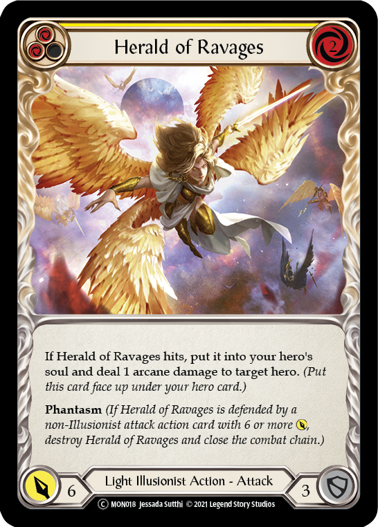 Herald of Ravages (Yellow) [U-MON018-RF] (Monarch Unlimited)  Unlimited Rainbow Foil
